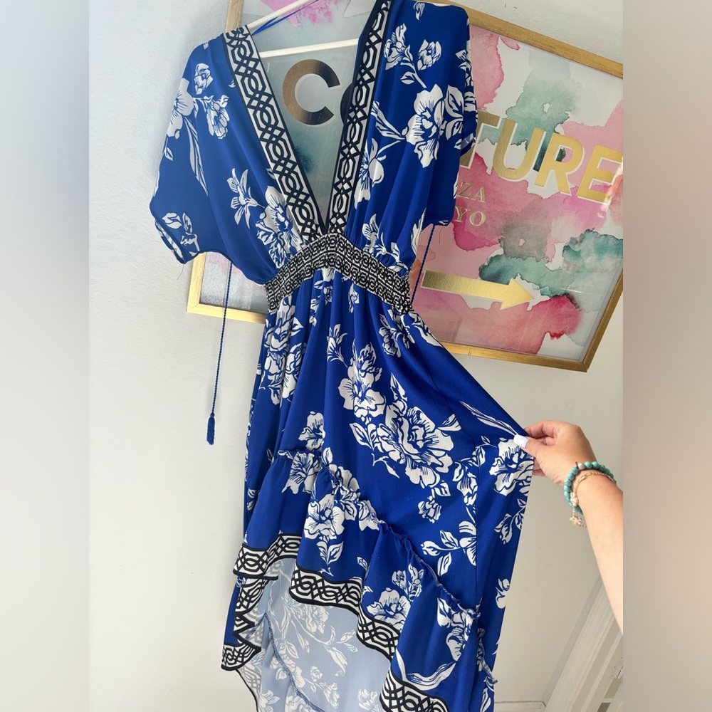 Blue high to low dress